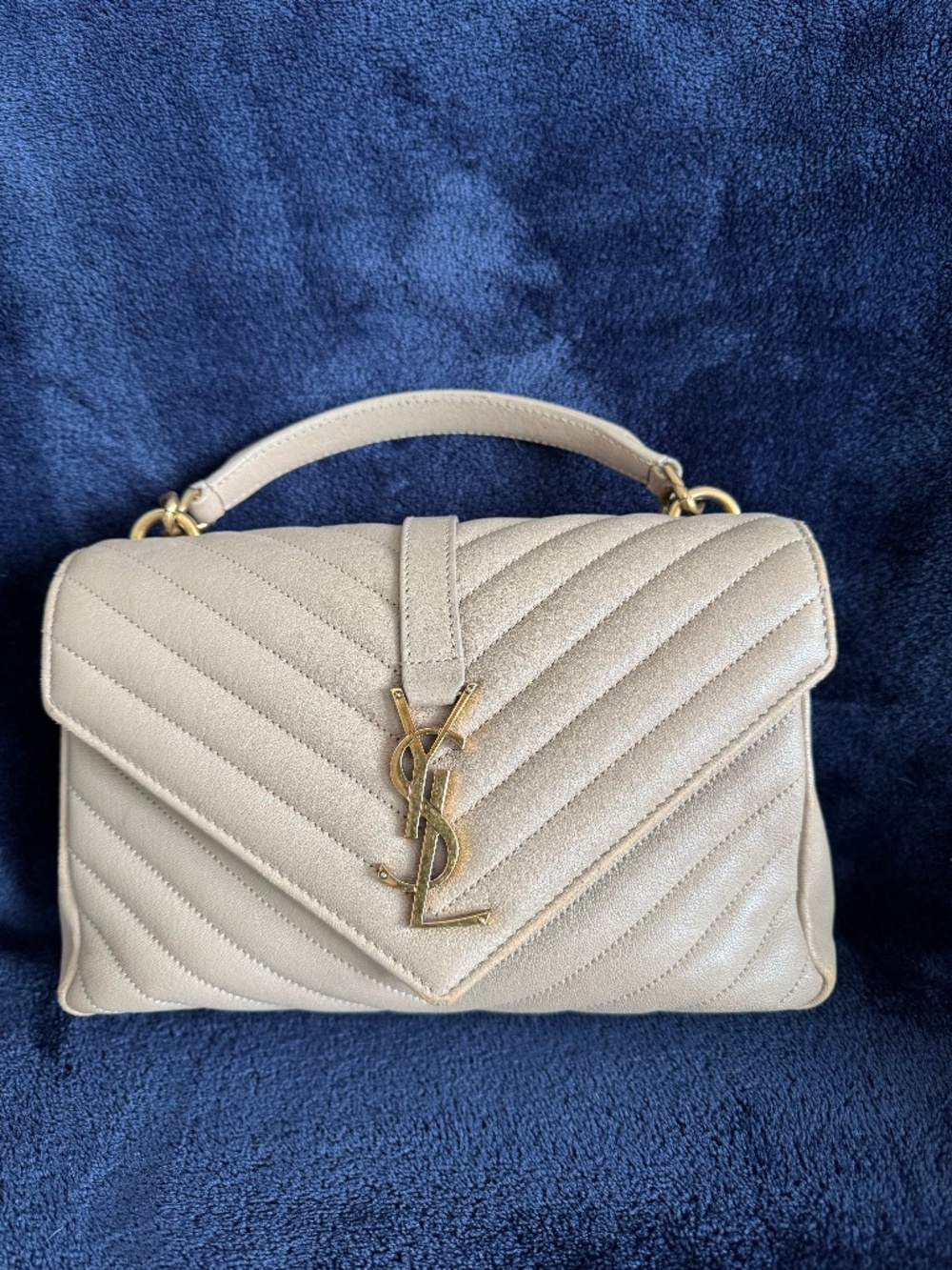 Yves Saint Laurent YSL Medium College Bag in Dark Beige - Picture 5 of 16
